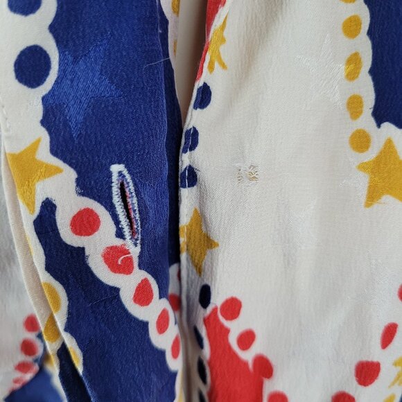 VTG Francesca Of Damon Starington Multicolor 100% Silk Stars Buttoned Top Size 6 - Picture 4 of 11